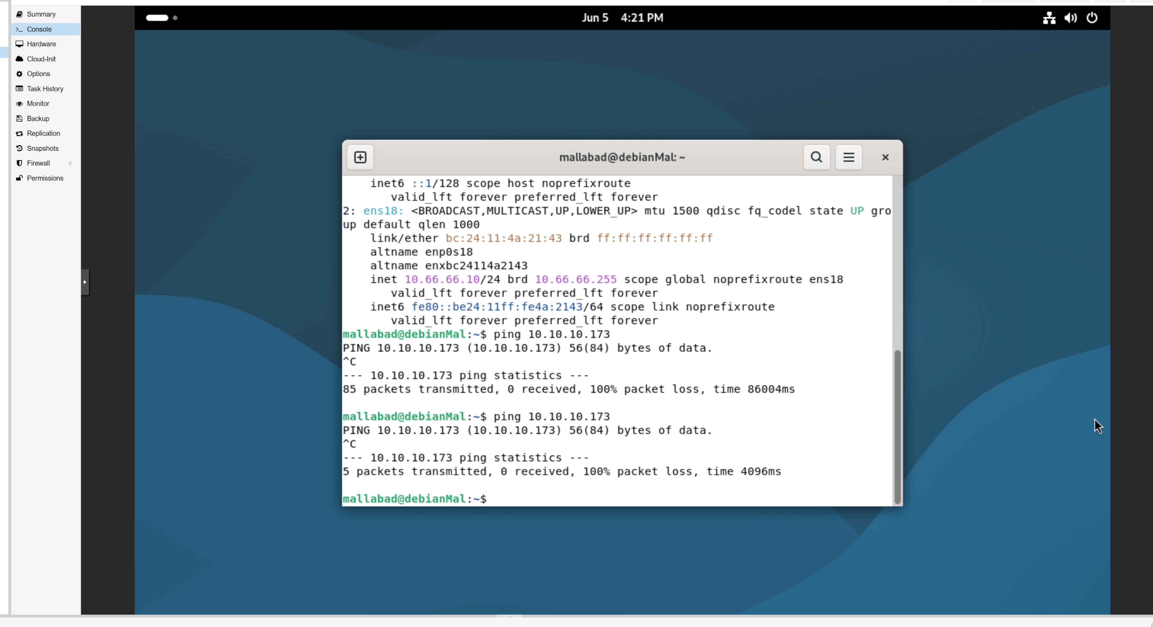 Packets dropped from malware LAN to networking LAN